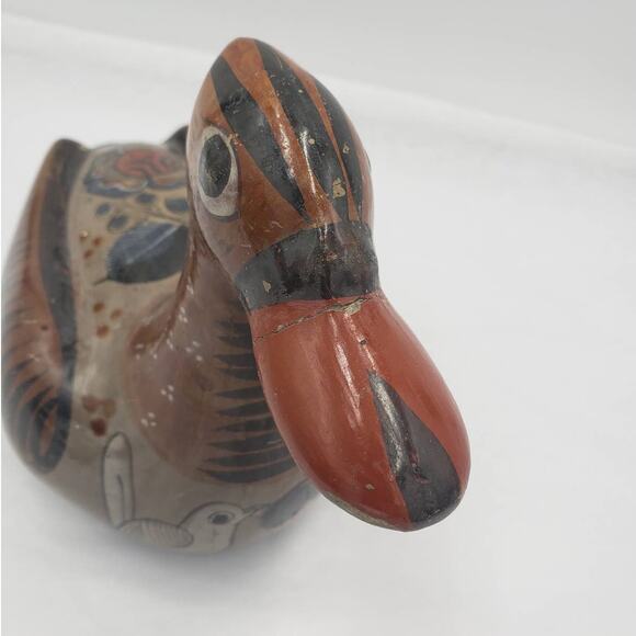 Mexican Pottery Duck Vintage Mexico Folk Art Pottery Floral Design - Picture 13 of 15